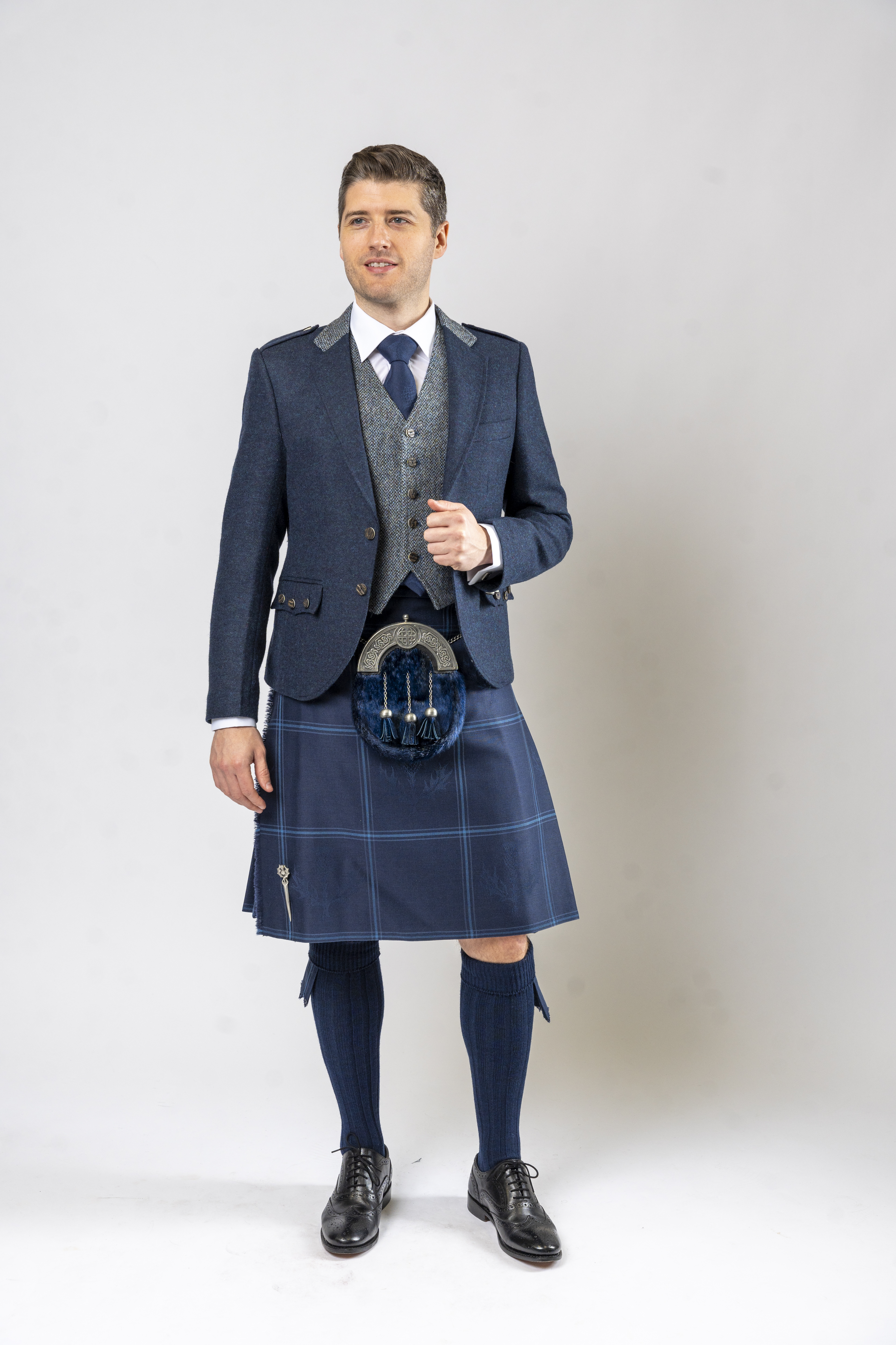 Harris tweed kilt jacket and waistcoat hotsell